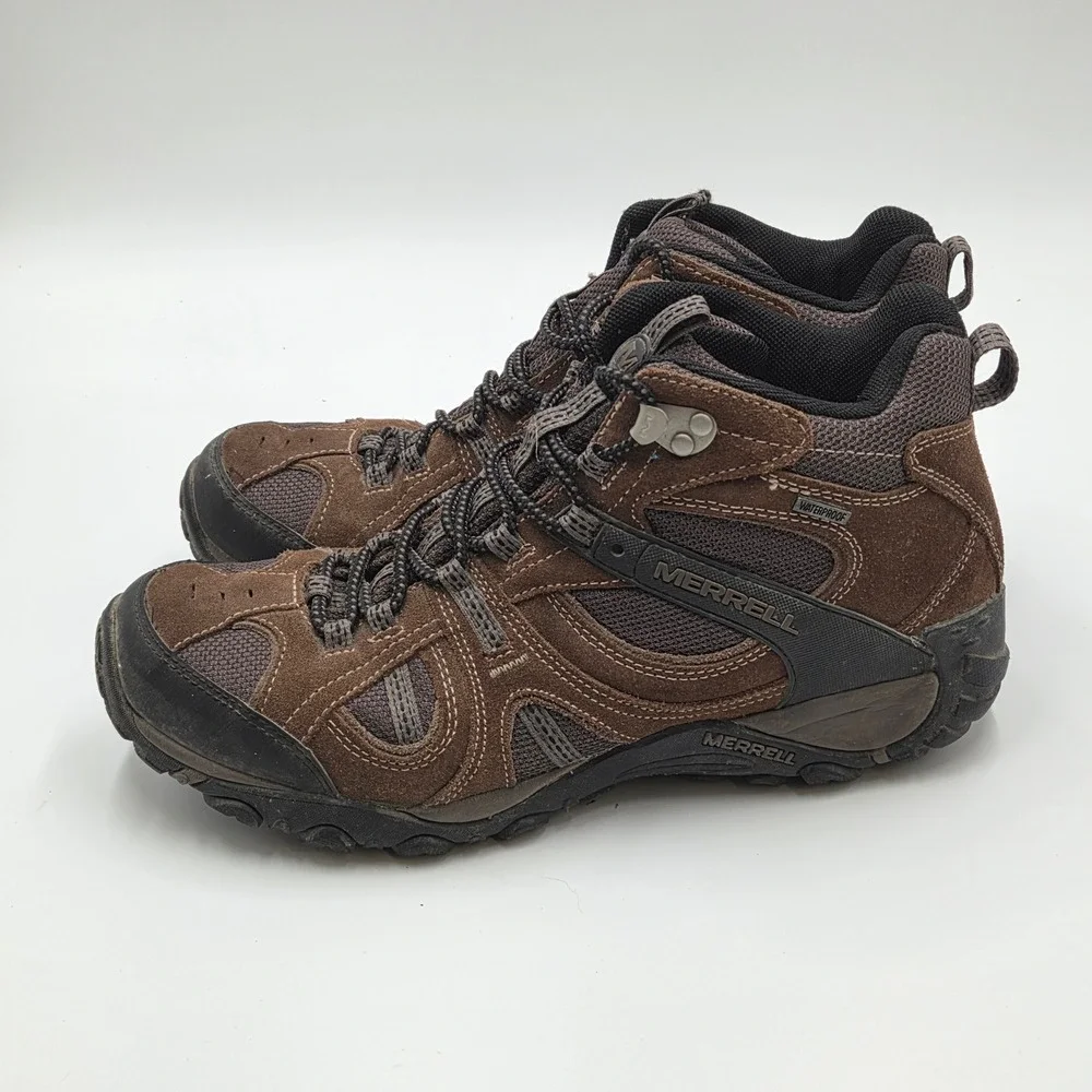 Merrell Yokota Mid Waterproof Hiking Boots Mens 10 Dark Earth Brown J086744